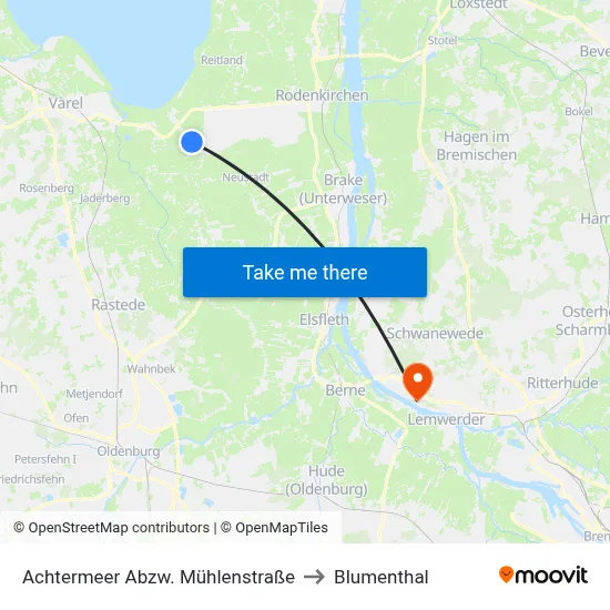 Achtermeer Abzw. Mühlenstraße to Blumenthal map