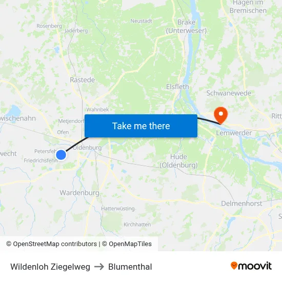 Wildenloh Ziegelweg to Blumenthal map