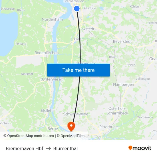 Bremerhaven Hbf to Blumenthal map