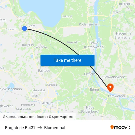 Borgstede B 437 to Blumenthal map