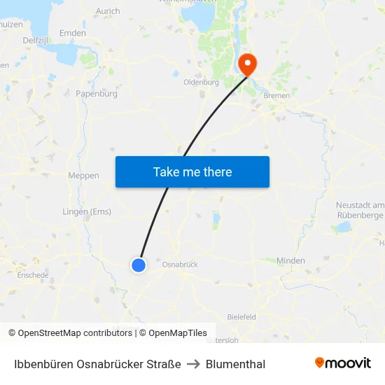 Ibbenbüren Osnabrücker Straße to Blumenthal map