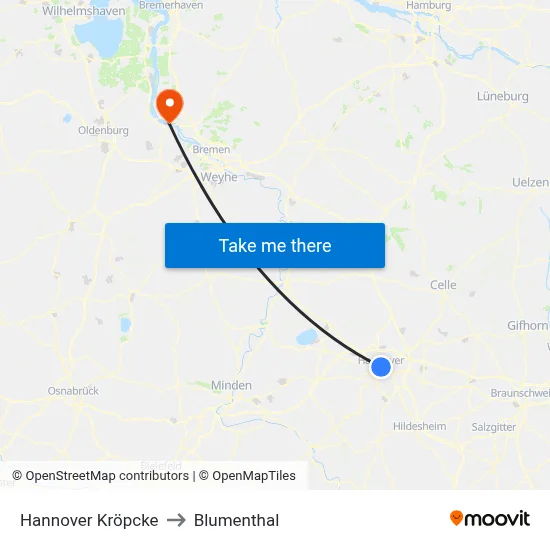 Hannover Kröpcke to Blumenthal map