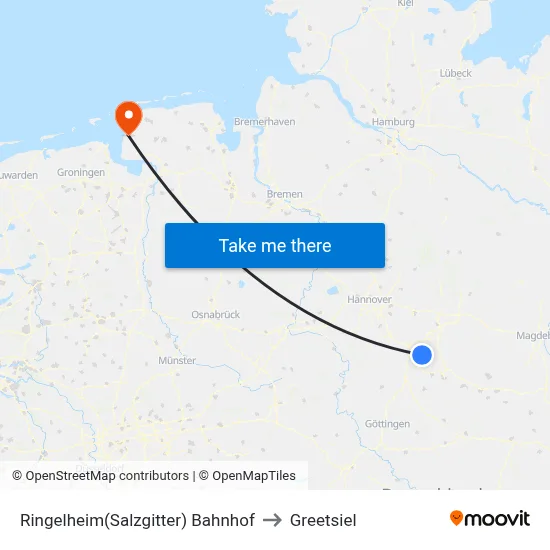 Ringelheim(Salzgitter) Bahnhof to Greetsiel map
