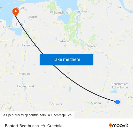 Bantorf Beerbusch to Greetsiel map