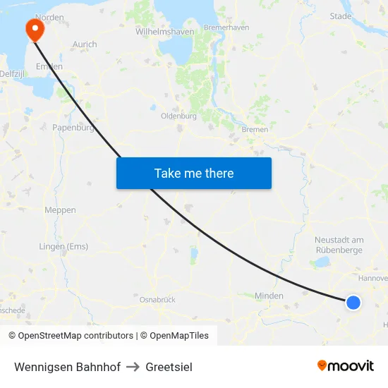Wennigsen Bahnhof to Greetsiel map
