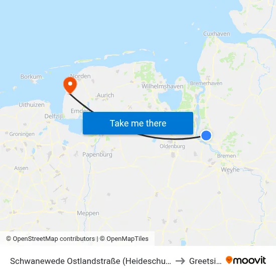 Schwanewede Ostlandstraße (Heideschule) to Greetsiel map