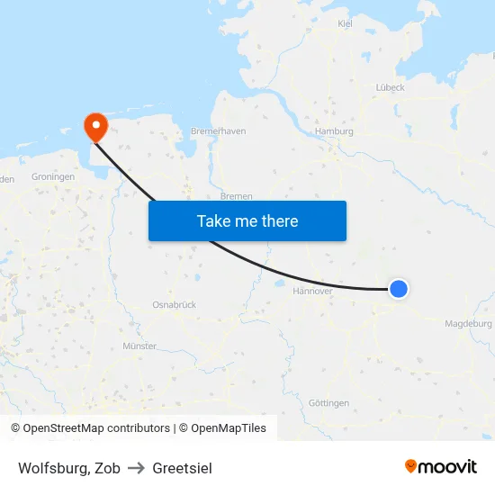 Wolfsburg, Zob to Greetsiel map