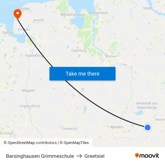Barsinghausen Grimmeschule to Greetsiel map
