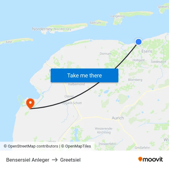 Bensersiel Anleger to Greetsiel map