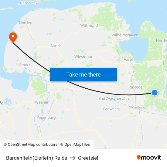 Bardenfleth(Elsfleth) Raiba to Greetsiel map