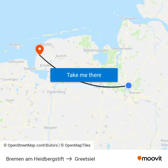 Bremen am Heidbergstift to Greetsiel map