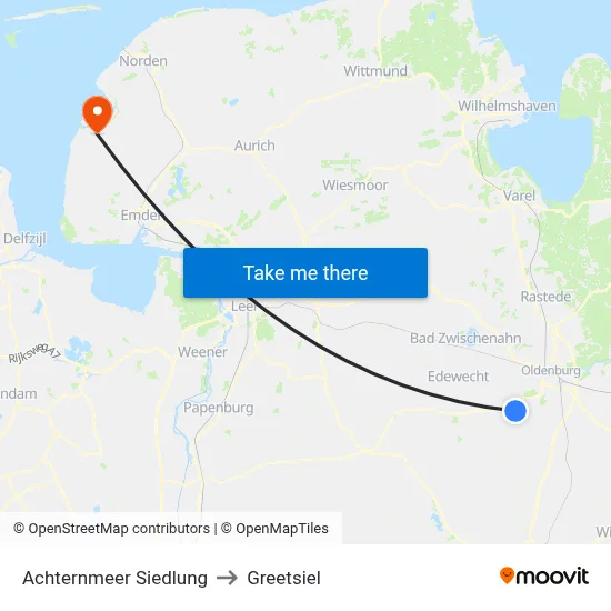 Achternmeer Siedlung to Greetsiel map