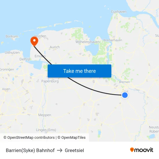 Barrien(Syke) Bahnhof to Greetsiel map