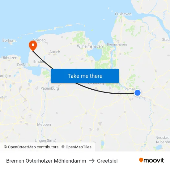 Bremen Osterholzer Möhlendamm to Greetsiel map