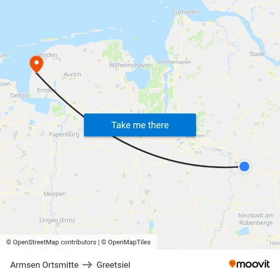 Armsen Ortsmitte to Greetsiel map