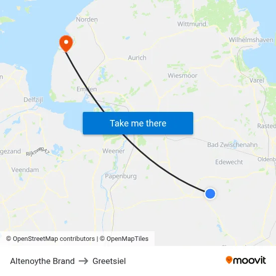 Altenoythe Brand to Greetsiel map