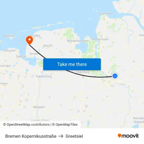 Bremen Kopernikusstraße to Greetsiel map