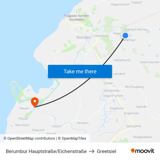 Berumbur Hauptstraße/Eichenstraße to Greetsiel map