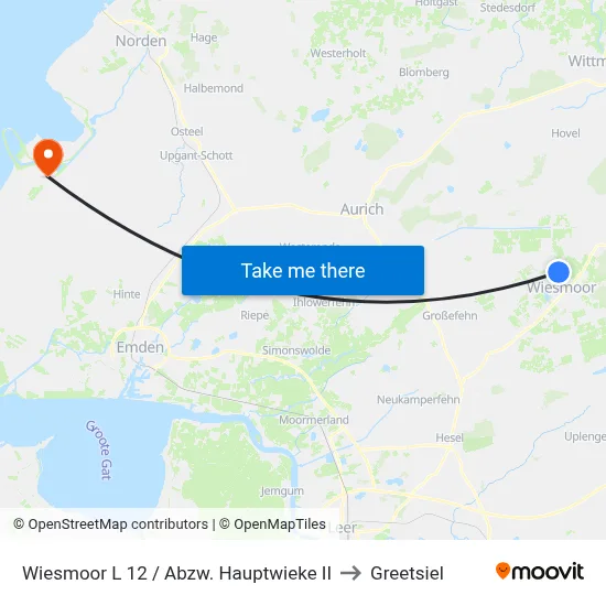 Wiesmoor L 12 / Abzw. Hauptwieke II to Greetsiel map