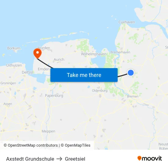 Axstedt Grundschule to Greetsiel map
