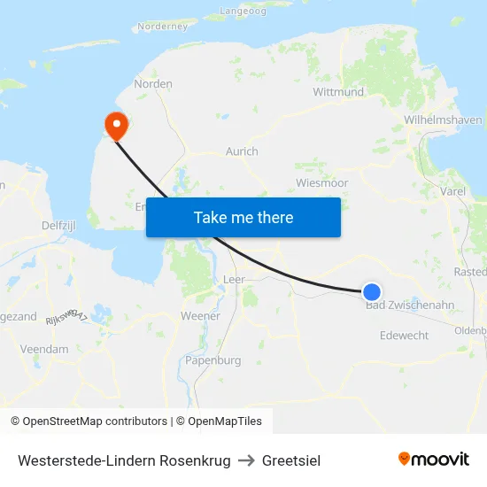 Westerstede-Lindern Rosenkrug to Greetsiel map