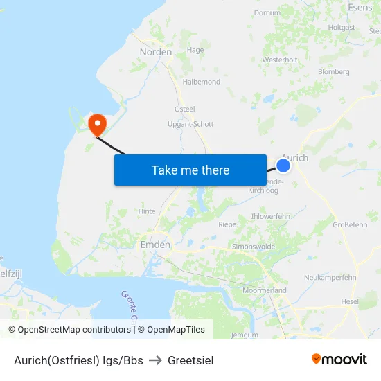 Aurich(Ostfriesl) Igs/Bbs to Greetsiel map