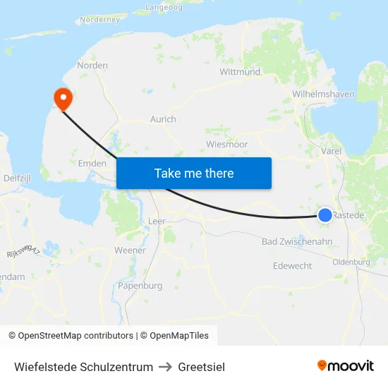 Wiefelstede Schulzentrum to Greetsiel map