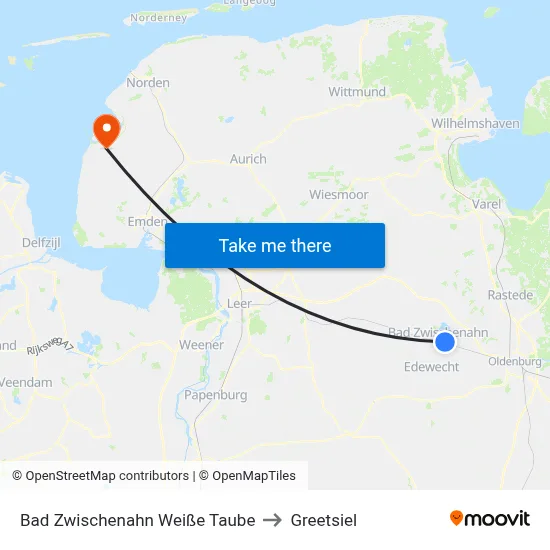 Bad Zwischenahn Weiße Taube to Greetsiel map