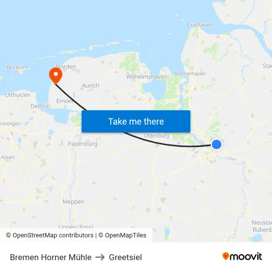 Bremen Horner Mühle to Greetsiel map