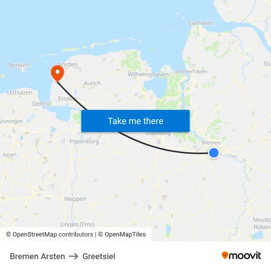 Bremen Arsten to Greetsiel map