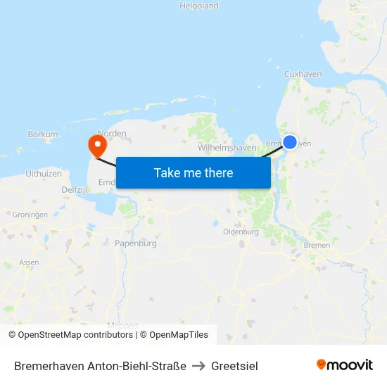 Bremerhaven Anton-Biehl-Straße to Greetsiel map