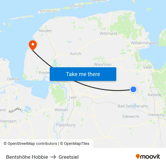 Bentshöhe Hobbie to Greetsiel map