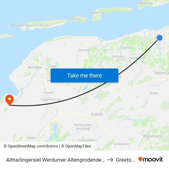 Altharlingersiel Werdumer Altengrodendeich to Greetsiel map