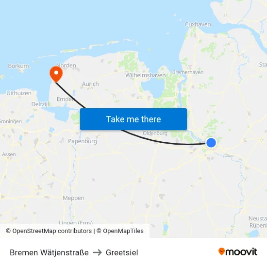 Bremen Wätjenstraße to Greetsiel map
