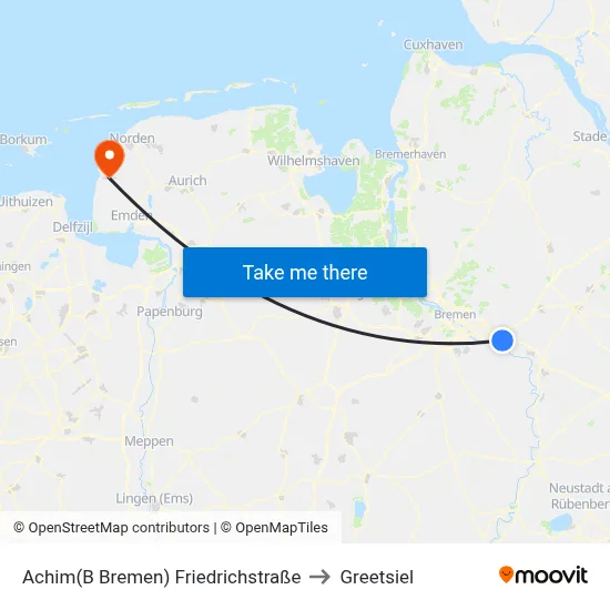 Achim(B Bremen) Friedrichstraße to Greetsiel map