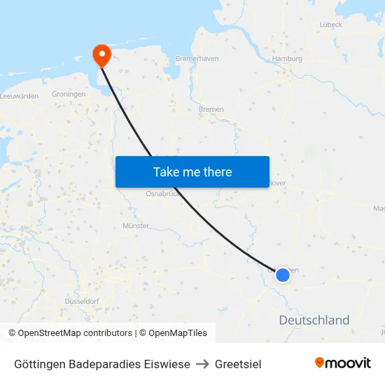 Göttingen Badeparadies Eiswiese to Greetsiel map