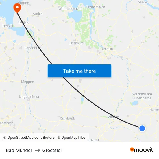 Bad Münder to Greetsiel map