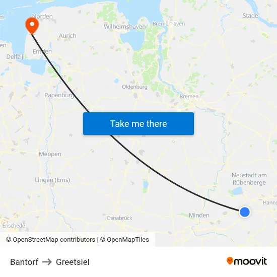 Bantorf to Greetsiel map