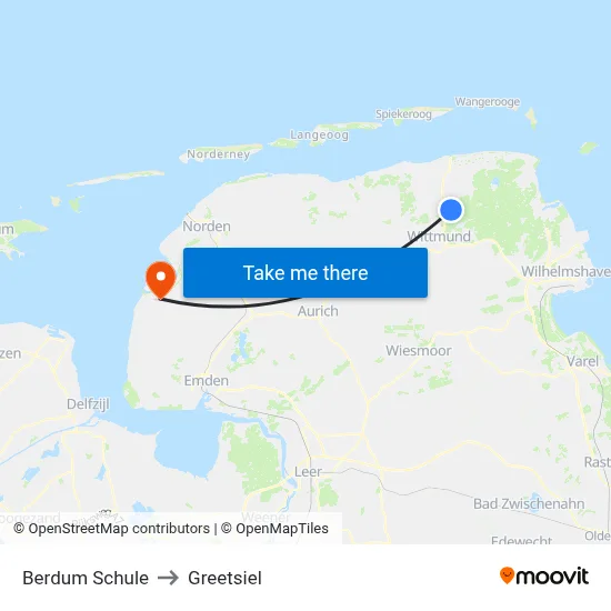 Berdum Schule to Greetsiel map