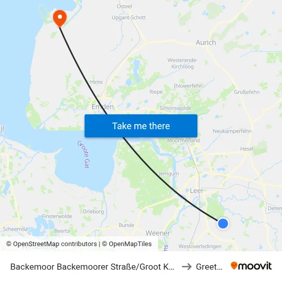 Backemoor Backemoorer Straße/Groot Karkweg to Greetsiel map