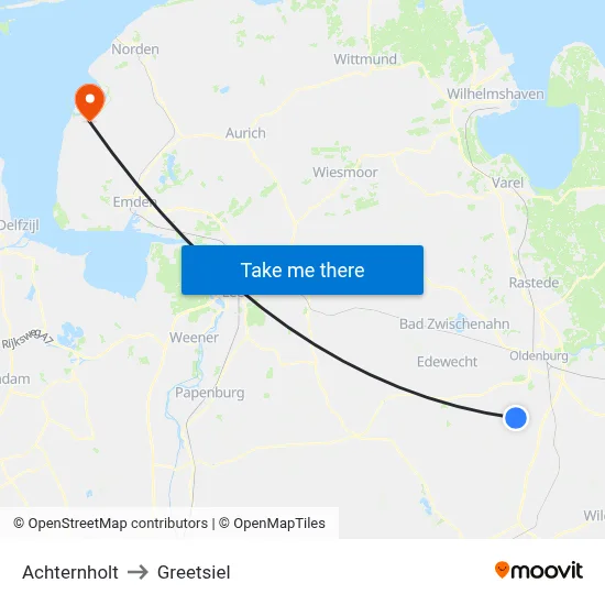 Achternholt to Greetsiel map