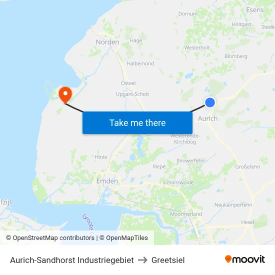 Aurich-Sandhorst Industriegebiet to Greetsiel map