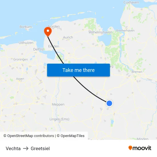 Vechta to Greetsiel map