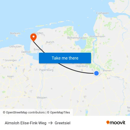 Almsloh Elise-Fink-Weg to Greetsiel map