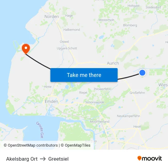 Akelsbarg Ort to Greetsiel map