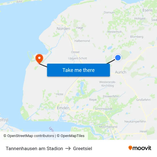 Tannenhausen am Stadion to Greetsiel map
