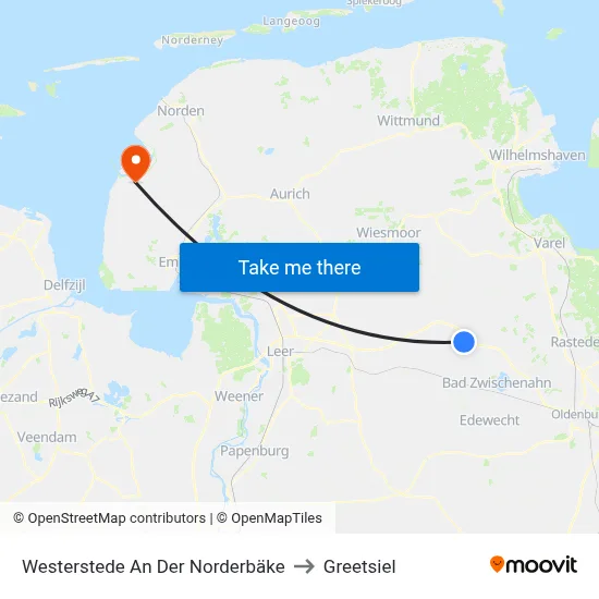 Westerstede An Der Norderbäke to Greetsiel map
