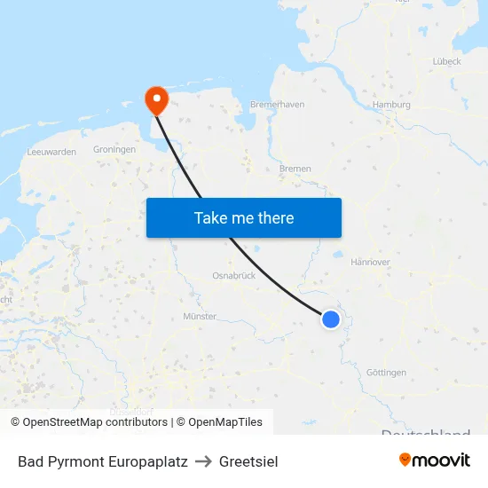 Bad Pyrmont Europaplatz to Greetsiel map