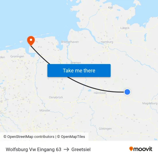 Wolfsburg Vw Eingang 63 to Greetsiel map