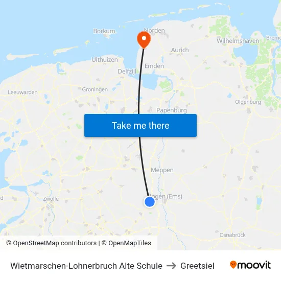 Wietmarschen-Lohnerbruch Alte Schule to Greetsiel map